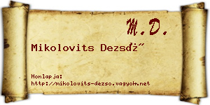 Mikolovits Dezső névjegykártya