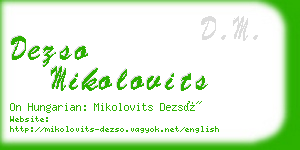 dezso mikolovits business card